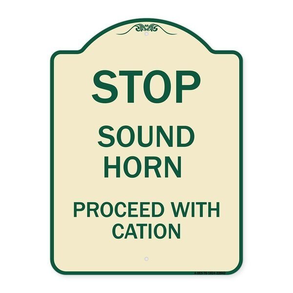 Stop Sound Horn Before Proceeding W/ Heavy-Gauge Aluminum Sign, 24